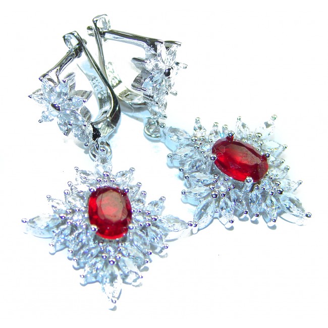 Red Brilliance 5.5 carat Ruby .925 Silver handcrafted Earrings