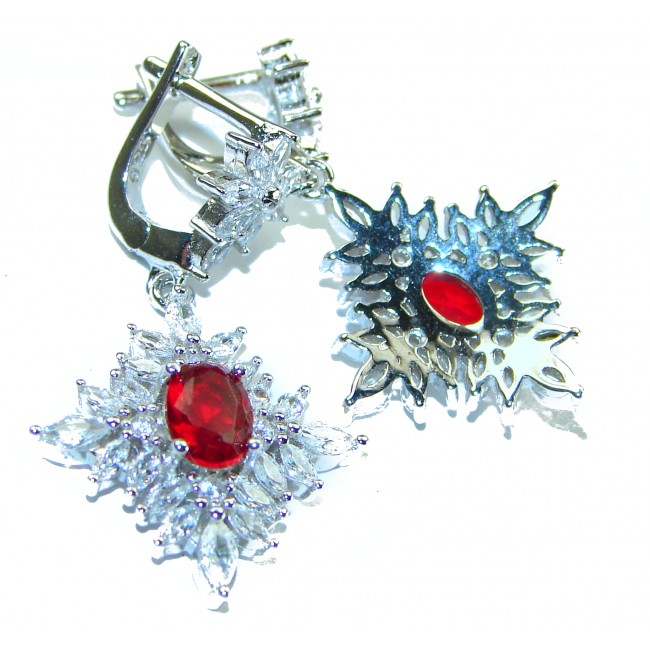 Red Brilliance 5.5 carat Ruby .925 Silver handcrafted Earrings