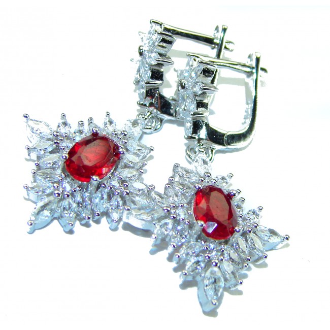 Red Brilliance 5.5 carat Ruby .925 Silver handcrafted Earrings