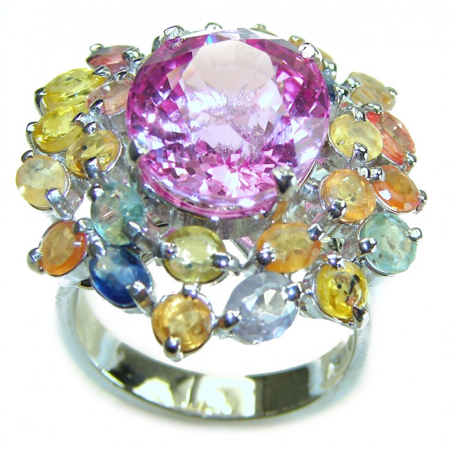 Magnificent 17.2 carat oval cut Pink Tourmaline Sapphire .925 Silver handcrafted Cocktail Ring s. 8 1/4