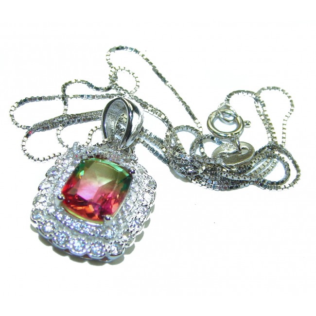 Graceful 4.5 carat Pink Tourmaline .925 Sterling Silver handcrafted necklace