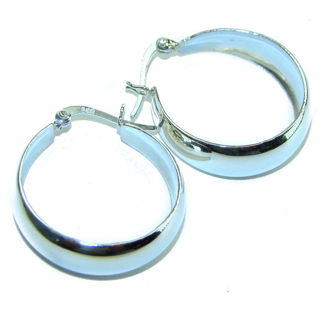 .925 Sterling Silver handmade Italy made Hoop Earrings