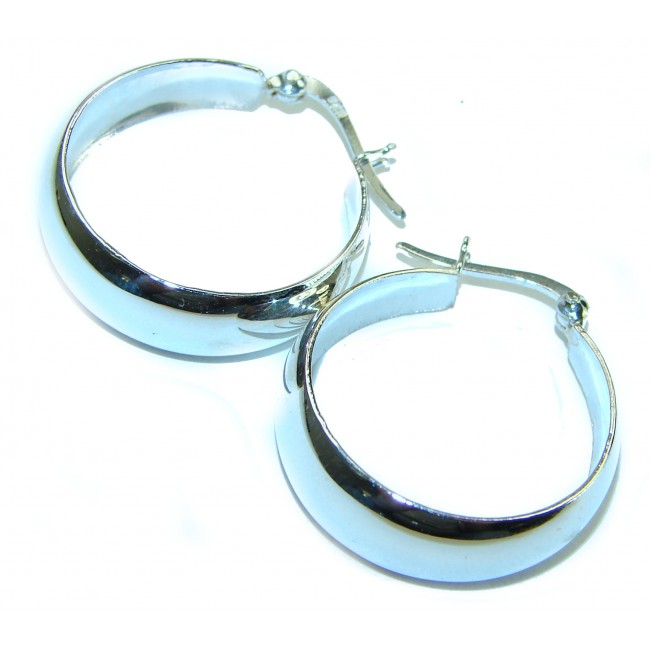 .925 Sterling Silver handmade Italy made Hoop Earrings