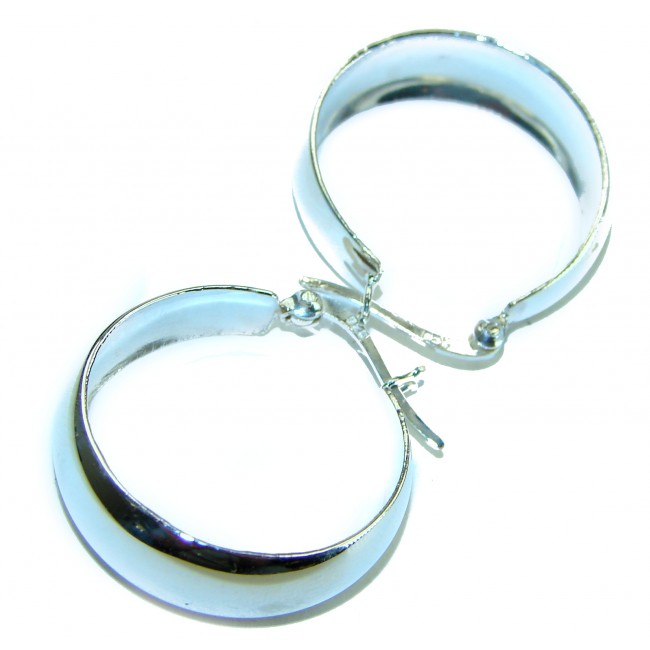 .925 Sterling Silver handmade Italy made Hoop Earrings