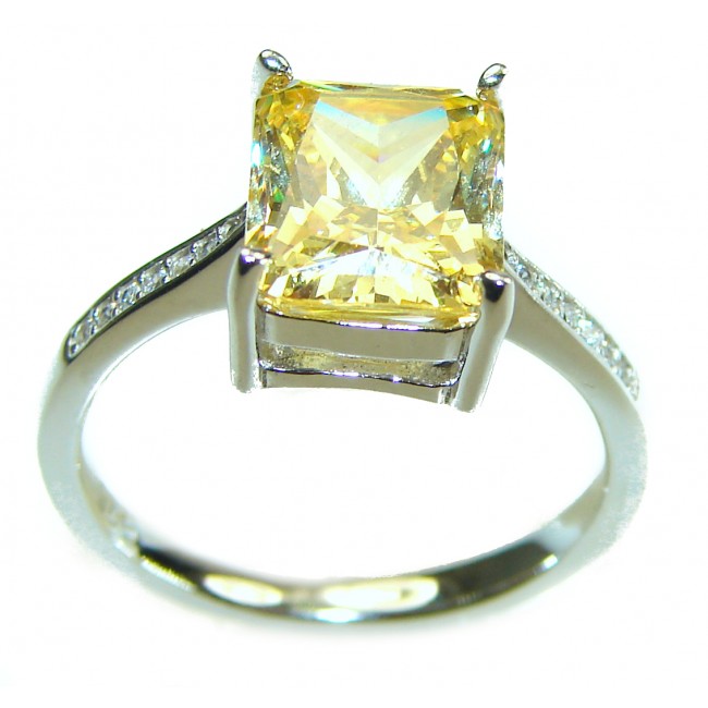 Simplicity 5.5 carat Yellow Sapphire .925 Sterling Silver handcrafted ring; s. 7