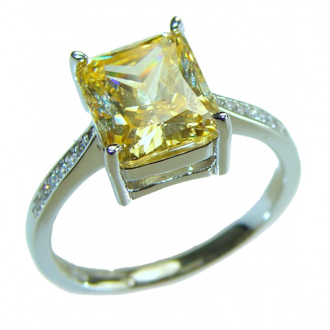 Simplicity 5.5 carat Yellow Sapphire .925 Sterling Silver handcrafted ring; s. 7