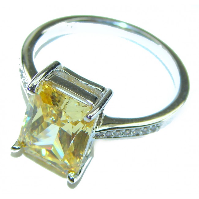 Simplicity 5.5 carat Yellow Sapphire .925 Sterling Silver handcrafted ring; s. 7