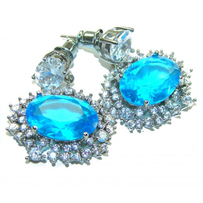 Seaside 9.5 carat Swiss Blue Topaz .925 Sterling Silver handcrafted earrings