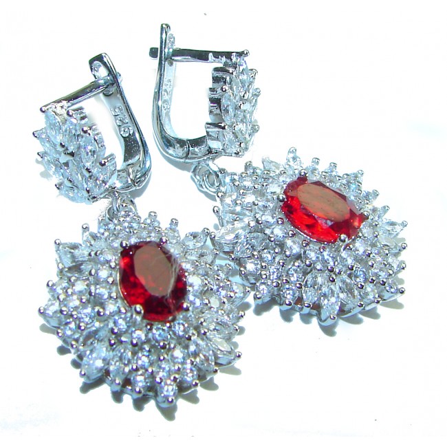 Red Brilliance 5.5 carat Ruby .925 Silver handcrafted Earrings