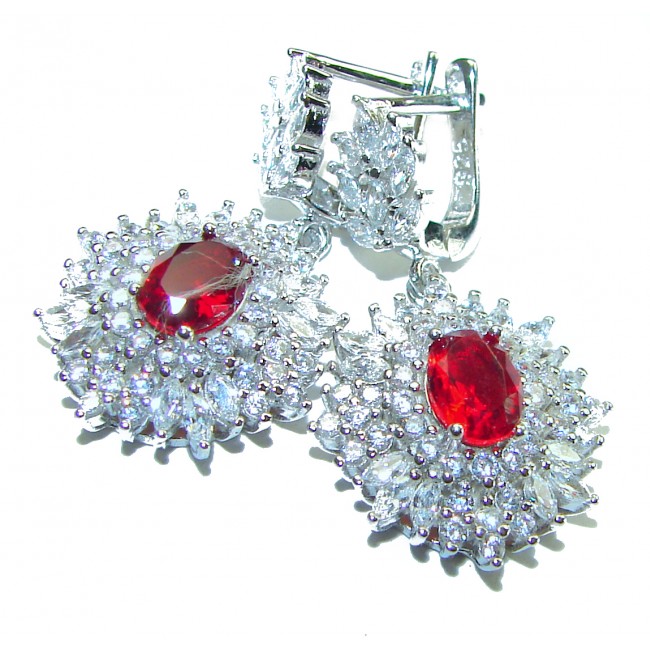 Red Brilliance 5.5 carat Ruby .925 Silver handcrafted Earrings