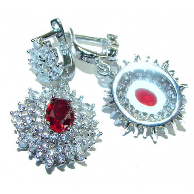 Red Brilliance 5.5 carat Ruby .925 Silver handcrafted Earrings