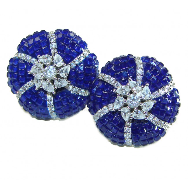 Born to Glam floral-inspired authentic Sapphire .925 Sterling Silver handcrafted earrings