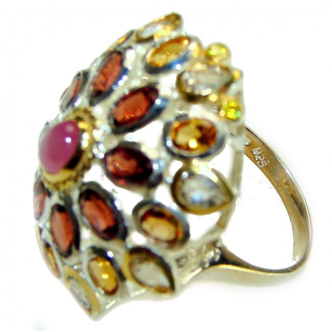 Red Starlight Authentic Star Ruby 14K Gold over .925 Sterling Silver handcrafted ring size 7 1/4