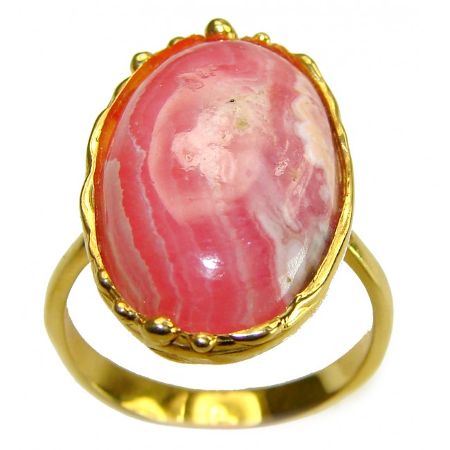 Argentinian Rhodochrosite 14K Gold over .925 Sterling Silver handmade ring size 9