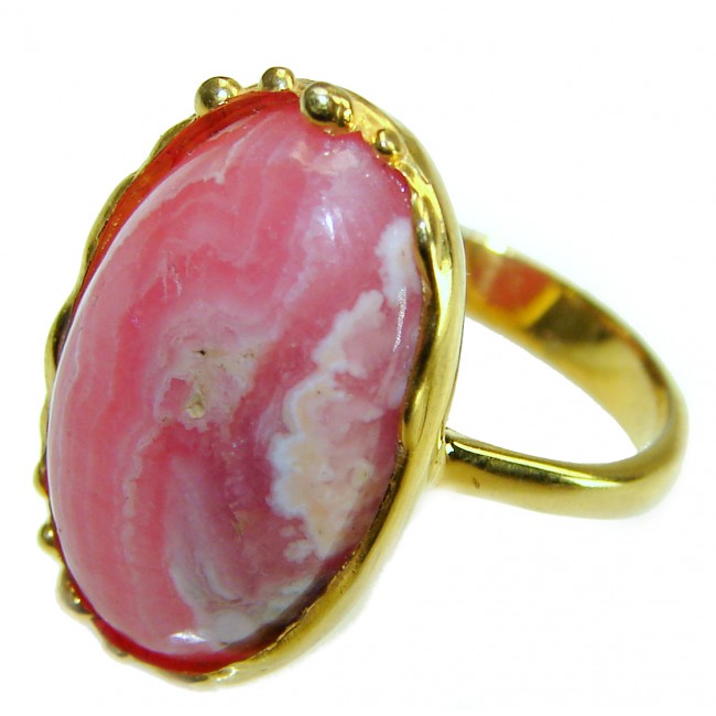 Argentinian Rhodochrosite 14K Gold over .925 Sterling Silver handmade ring size 9