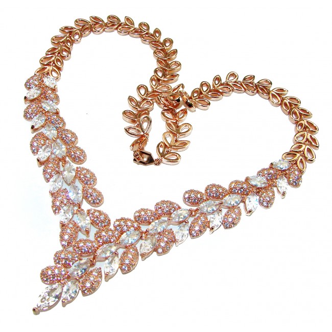 Pure Perection 29.5 carat White Topaz 14K Rose Gold over .925 Sterling Silver Necklace