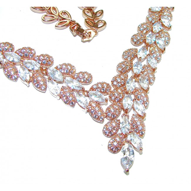 Pure Perection 29.5 carat White Topaz 14K Rose Gold over .925 Sterling Silver Necklace