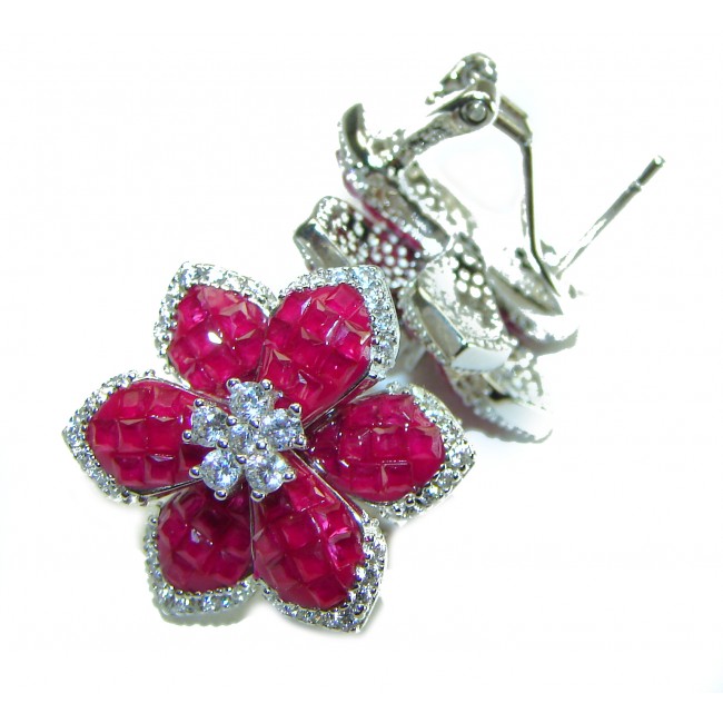 Born to Glam floral-inspired authentic Ruby .925 Sterling Silver handcrafted earrings