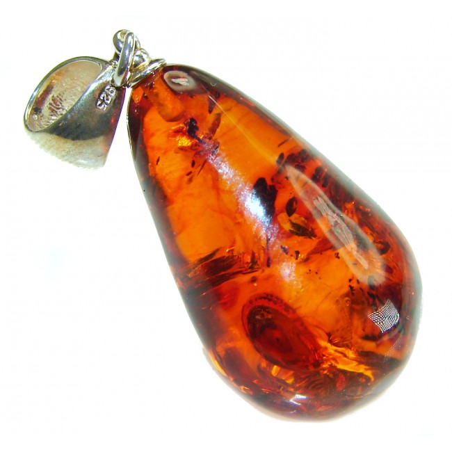 Honay Drop authentic Baltic Amber .925 Sterling Silver handmade Pendant