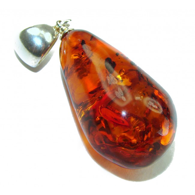 Honay Drop authentic Baltic Amber .925 Sterling Silver handmade Pendant