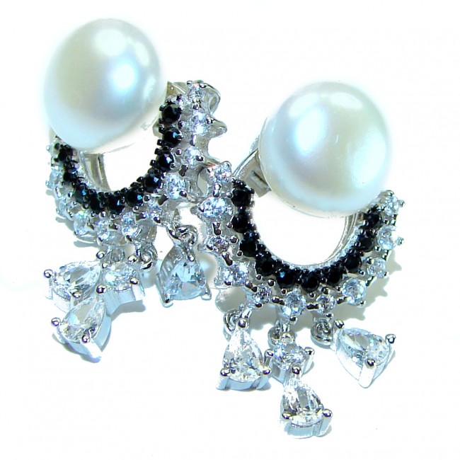 Precious genuine freshwater Pearl .925 Sterling Silver earrings