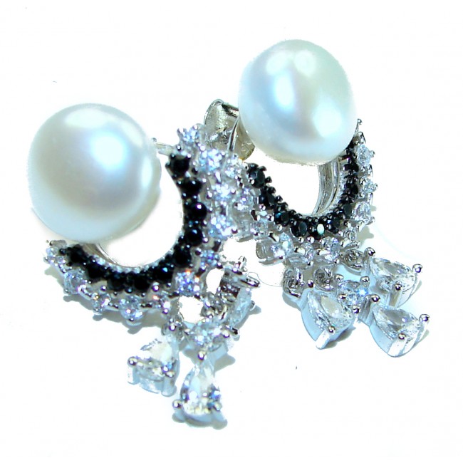 Precious genuine freshwater Pearl .925 Sterling Silver earrings