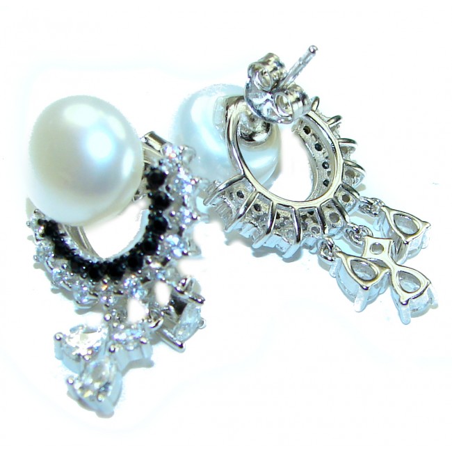 Precious genuine freshwater Pearl .925 Sterling Silver earrings