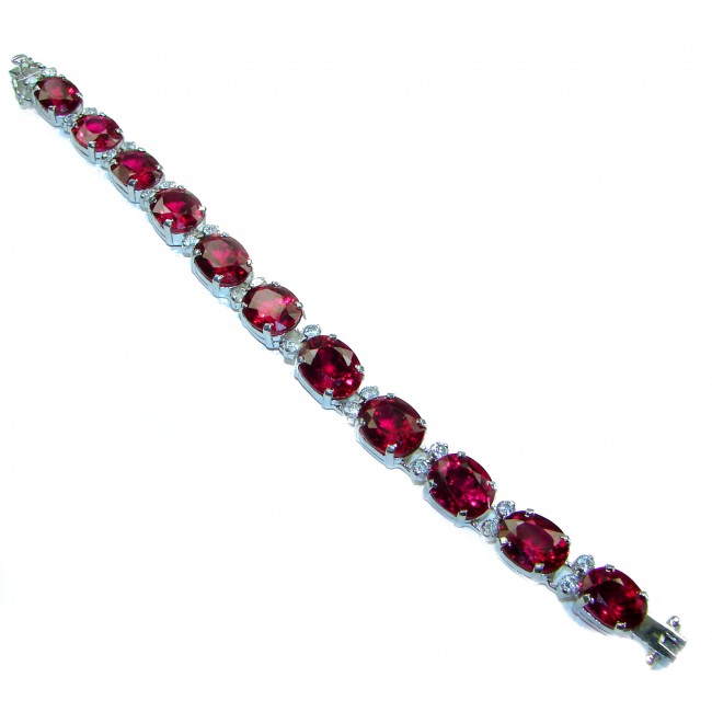 Incredible design authentic 65.5 carat Red Topaz .925 Sterling Silver handmade Bracelet