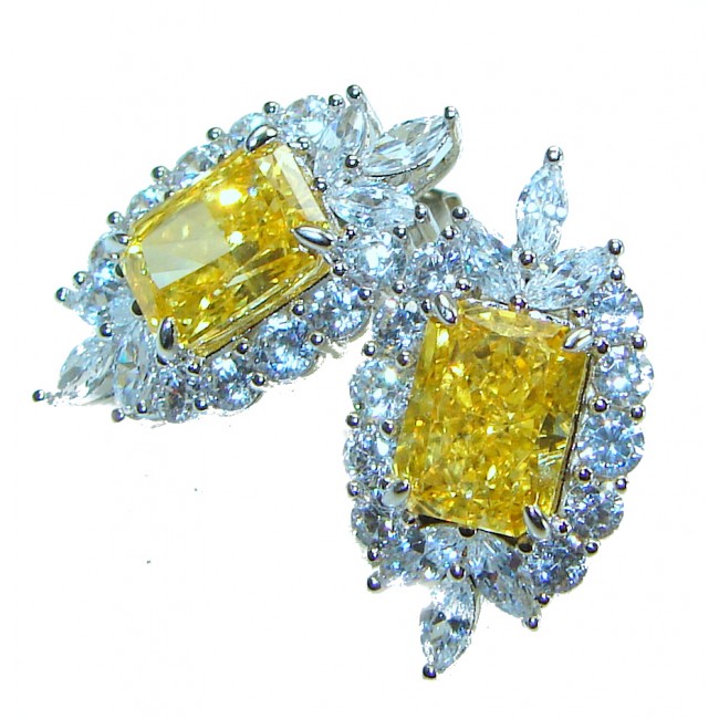 7.5 carat Yellow Sapphire .925 Sterling Silver handcrafted earrings