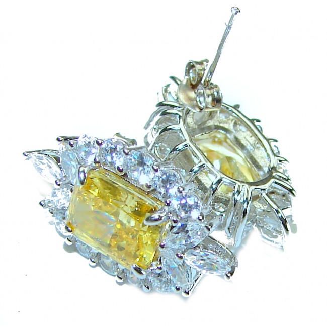 7.5 carat Yellow Sapphire .925 Sterling Silver handcrafted earrings