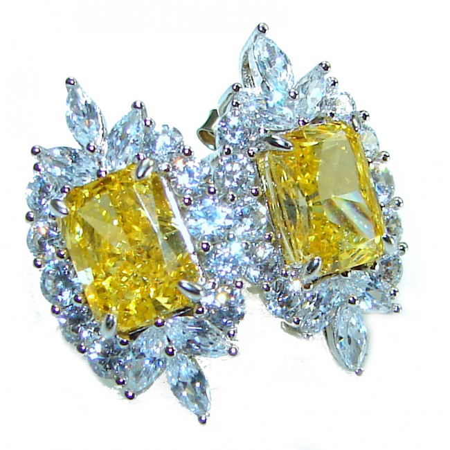 7.5 carat Yellow Sapphire .925 Sterling Silver handcrafted earrings