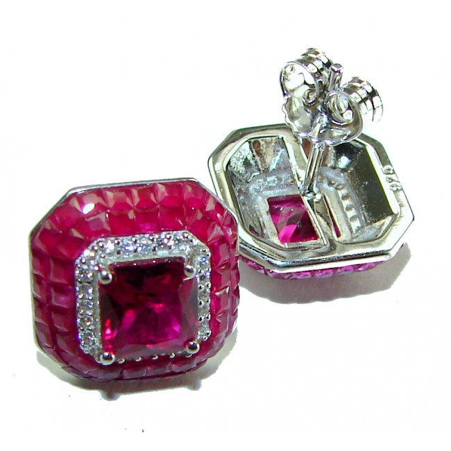 Born to Glam authentic 3.2 carat Ruby .925 Sterling Silver handcrafted earrings