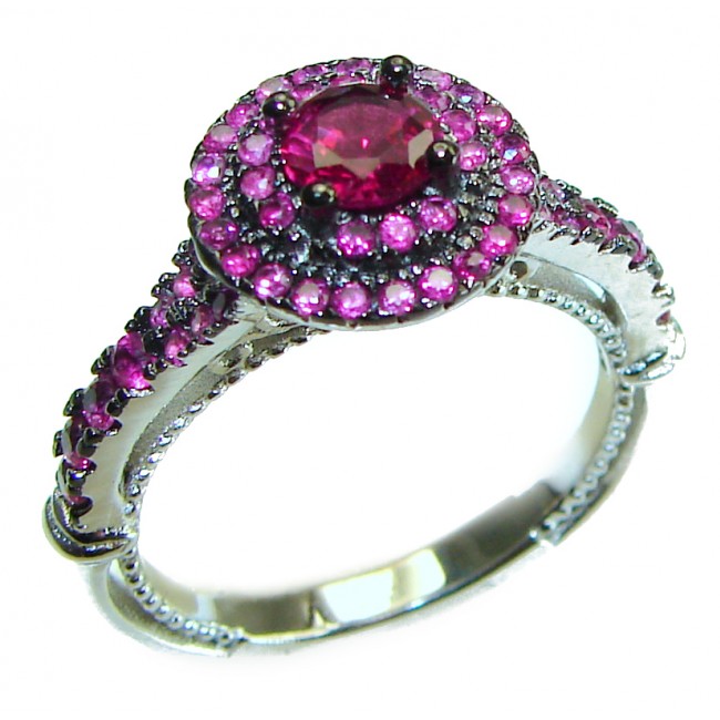 Red Brilliance 3.5 carat Ruby .925 Silver handcrafted Cocktail Ring s. 8