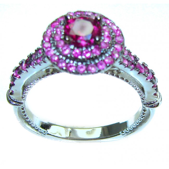 Red Brilliance 3.5 carat Ruby .925 Silver handcrafted Cocktail Ring s. 8