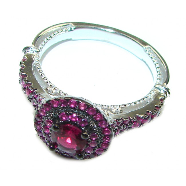 Red Brilliance 3.5 carat Ruby .925 Silver handcrafted Cocktail Ring s. 8