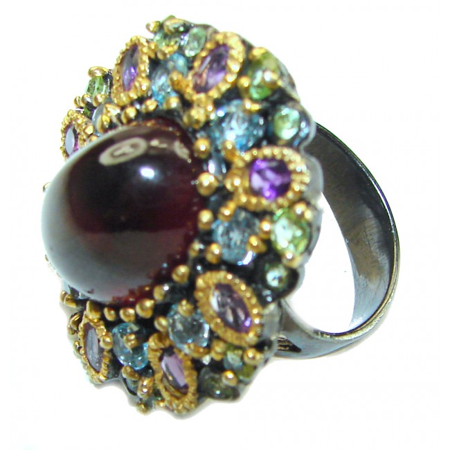 Tiffany Vintage Design 14.2 carat Ruby black rhodium over .925 Sterling Silver handcrafted ring Size 8