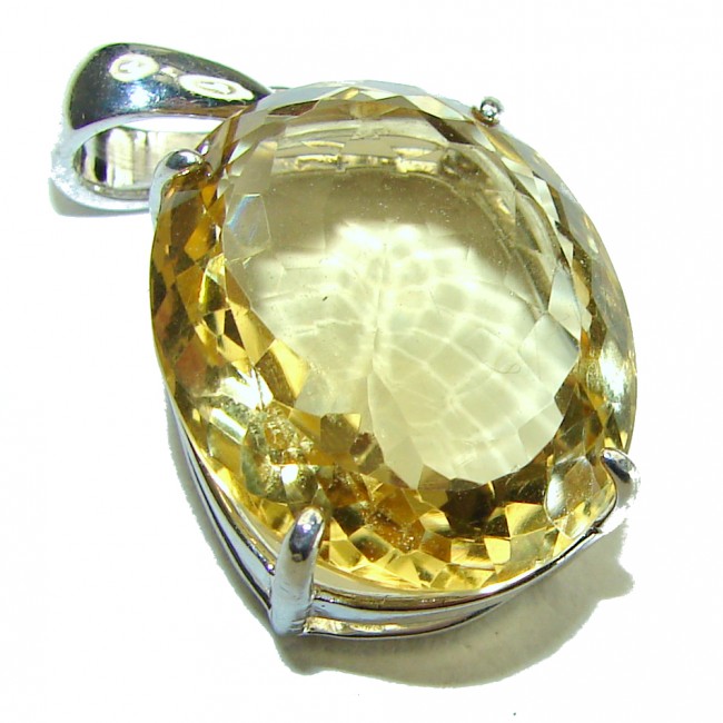 Oval cut 15.3 carat Lemon Quartz .925 Sterling Silver handcrafted pendant