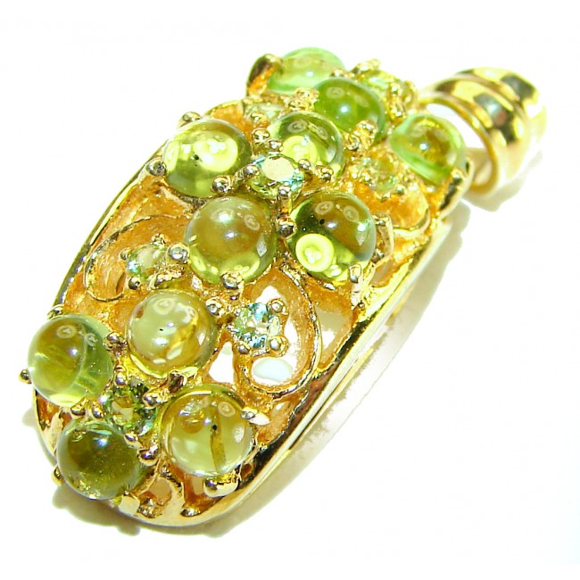 Bianca - Authentic 11.1 carat Peridot 18K Gold over .925 Sterling Silver handmade Pendant