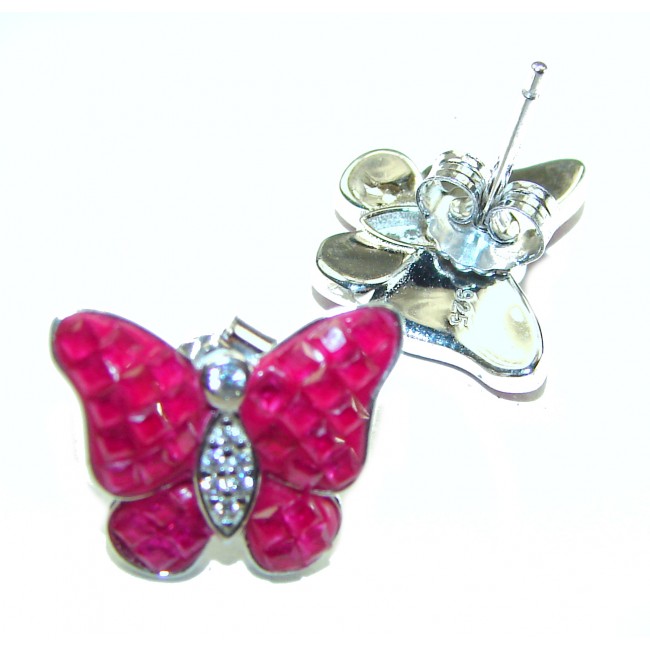 Real Beauty Ruby Butterflies .925 Sterling Silver handcrafted earrings