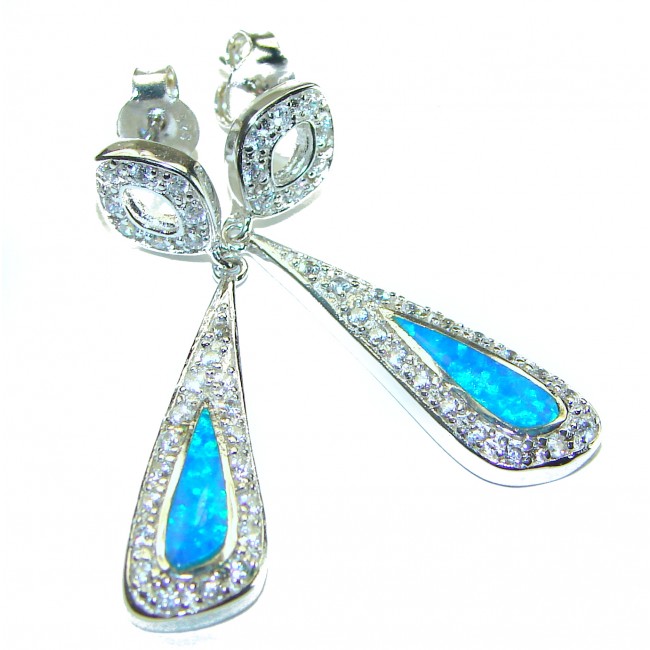 Luxurious Design Doublet Opal .925 Sterling Silver handcrafted earrings