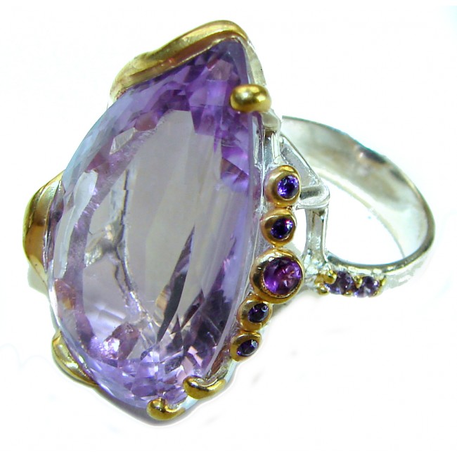 Spectacular 38.5 carat Amethyst 14K Gold over .925 Sterling Silver Handcrafted Large Ring size 7 1/4