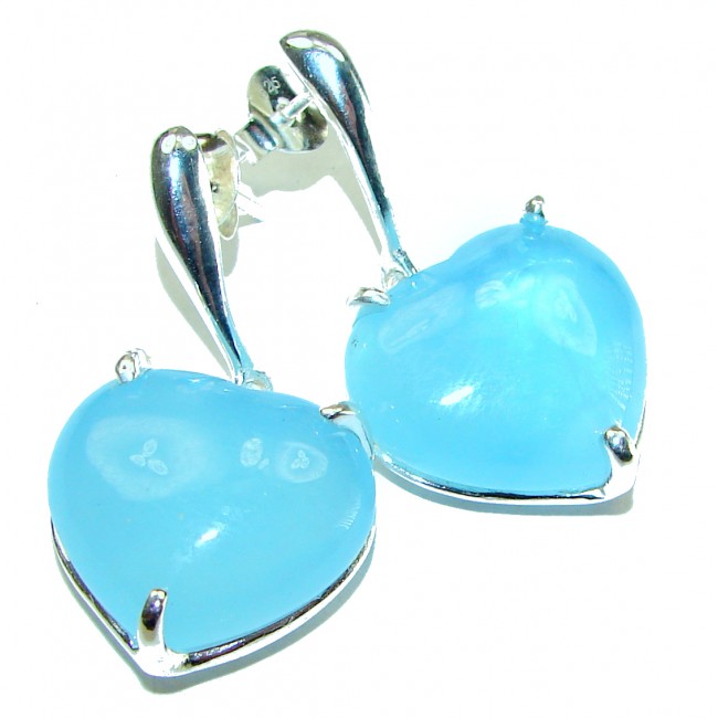 Angel's Heart Aquamarine .925 Sterling Silver handmade earrings