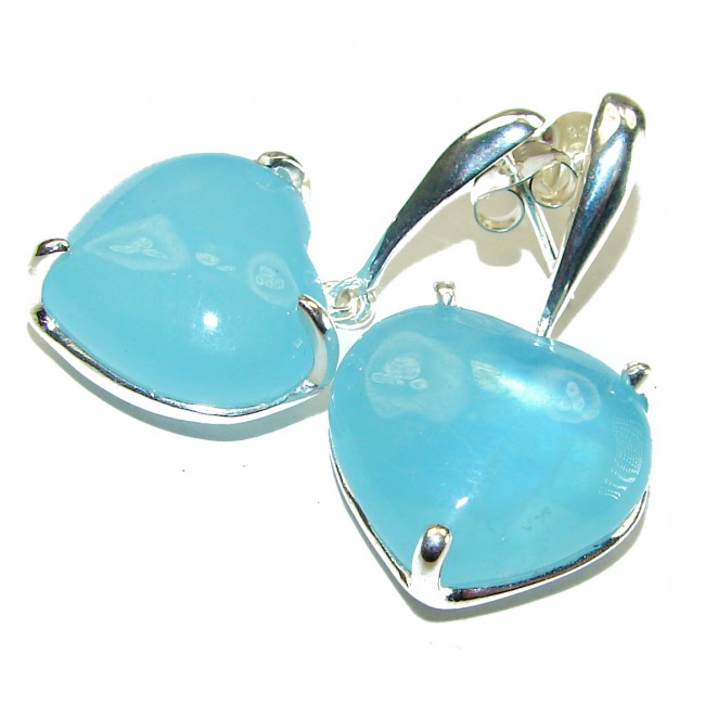 Angel's Heart Aquamarine .925 Sterling Silver handmade earrings