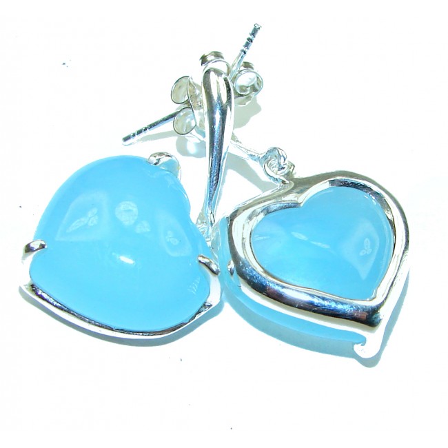 Angel's Heart Aquamarine .925 Sterling Silver handmade earrings