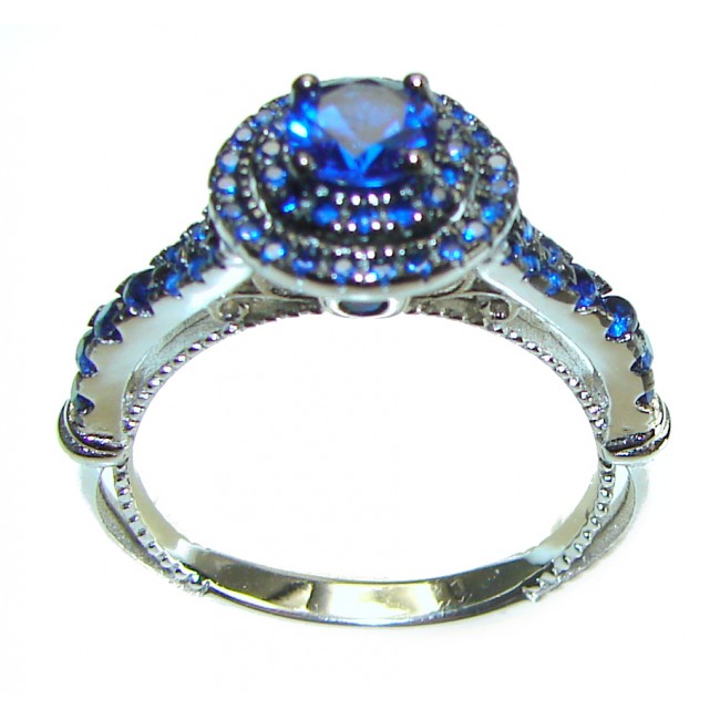 Julietta 5.6 carat Sapphire .925 Sterling Silver Handcrafted Ring size 8