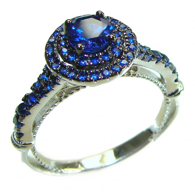 Julietta 5.6 carat Sapphire .925 Sterling Silver Handcrafted Ring size 8