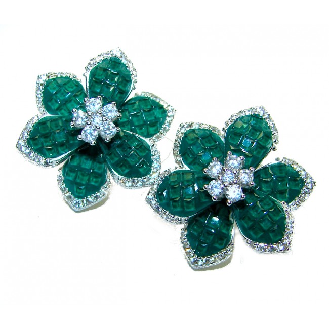 Gabriella 12.9 carat Emerald .925 Sterling Silver handcrafted earrings