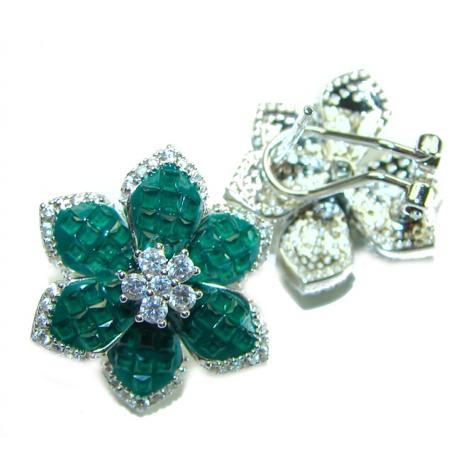 Gabriella 12.9 carat Emerald .925 Sterling Silver handcrafted earrings