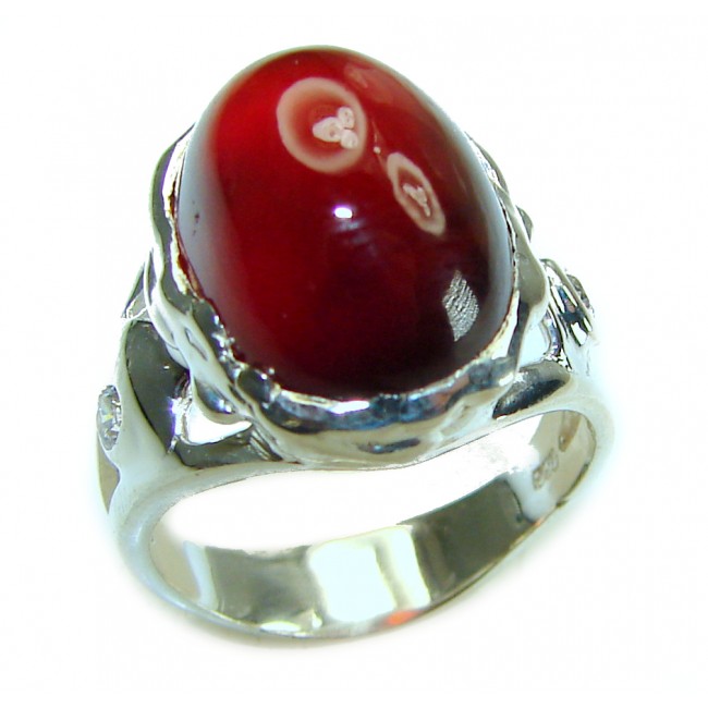 Blooming Rose Authentic 9.8 carat Garnet .925 Sterling Silver handcrafted Ring size 8