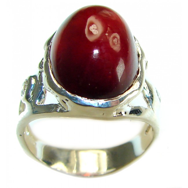 Blooming Rose Authentic 9.8 carat Garnet .925 Sterling Silver handcrafted Ring size 8